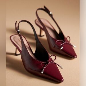 NEW! By Anthropologie Burgundy Snip-Toe Slingback Heels - Size 39 EU (US8-8.5)